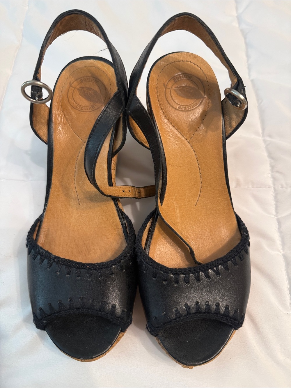 Nurture by Lamaze Black Open-Toe Slingback Heels